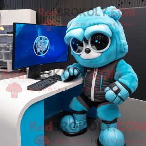 Cyan Computer mascot...