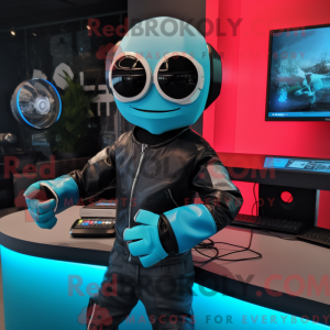 Cyan Computer mascot...