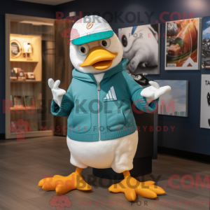 Teal Seagull maskot kostume...