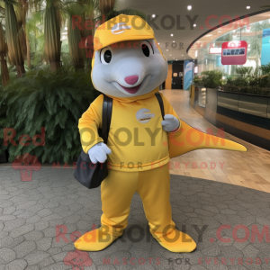 Gold Dolphin maskot kostume...