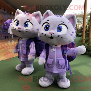 Lavendel Katt Maskot Drakt...