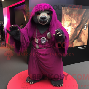 Magenta Sloth Bear mascot...