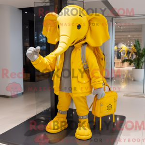 Gul elefant maskot kostume...