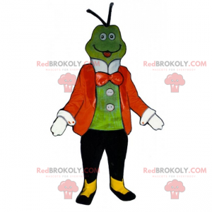 Mascotte de grenouille avec veste et nœud papillon -
