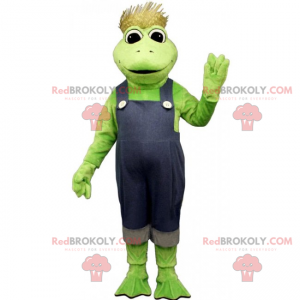 Mascotte de grenouille en tenue d'épouvantail - Redbrokoly.com