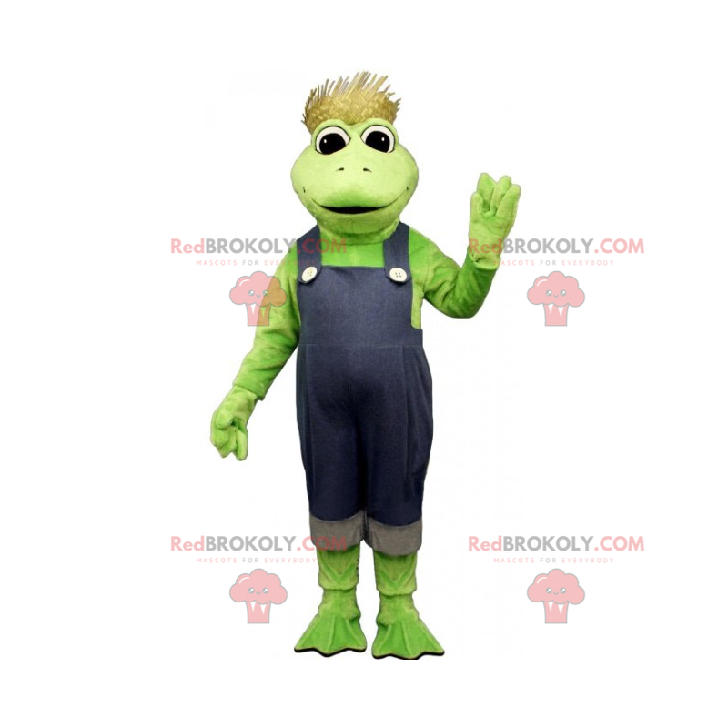 Mascotte de grenouille en tenue d'épouvantail - Redbrokoly.com