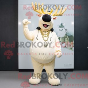 Cream Elk maskot kostume...