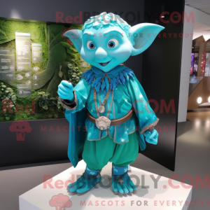 Turkis Elf maskot kostume...