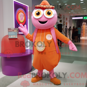 Orange Pink maskot kostume...
