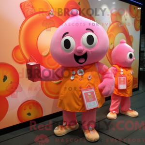 Oranjeroze mascottekostuum...