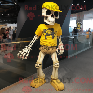 Gul Skull maskot kostume...