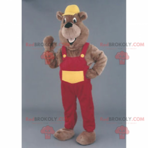 Hamster maskot med hætte og overall - Redbrokoly.com