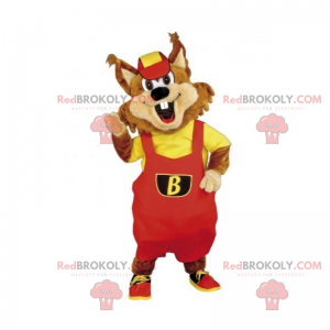 Hamster maskot i rød overall med hette - Redbrokoly.com