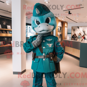 Blågrøn Soldier maskot...