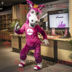 Magenta æsel maskot kostume...
