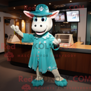 Disfraz de mascota Teal Cow...