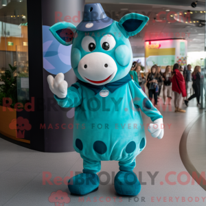 Teal Cow Maskottchen Kostüm...