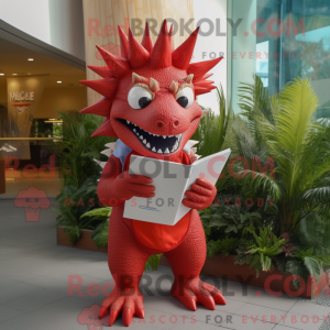 Red Stegosaurus mascot...