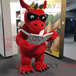 Rød Stegosaurus maskot...