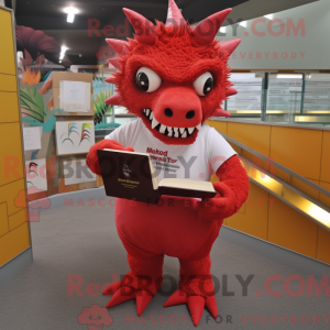 Rød Stegosaurus maskot...