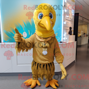 Gold Peacock maskot drakt...