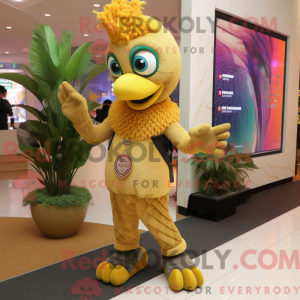 Gold Peacock maskot drakt...