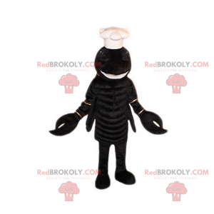 Maskot černý humr s kloboukem kuchaře - Redbrokoly.com