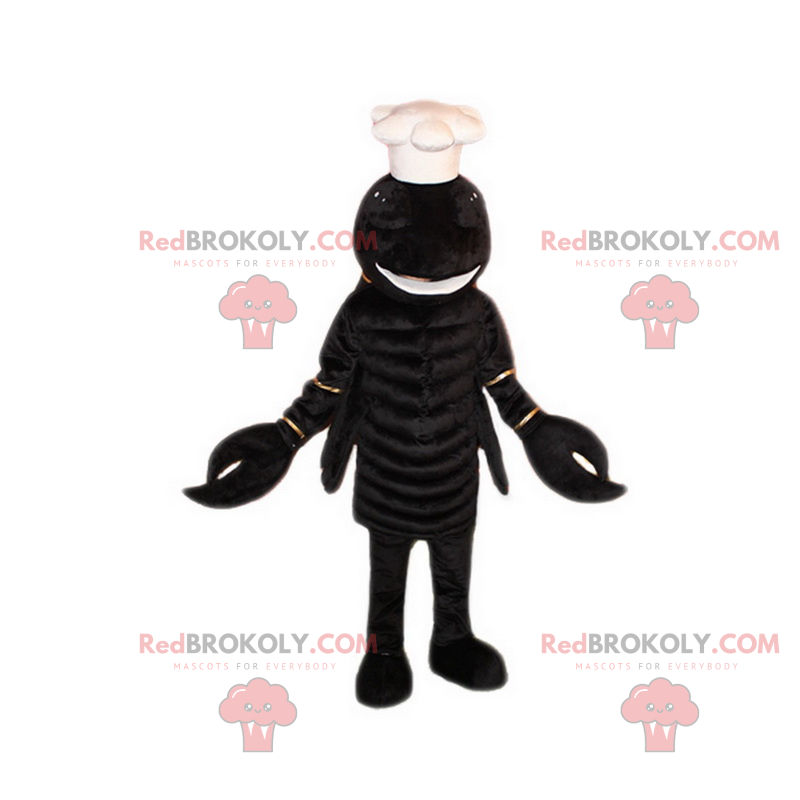 Mascotte zwarte kreeft met chef-kok hoed - Redbrokoly.com