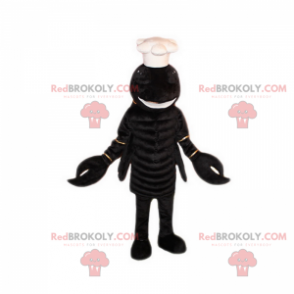 Mascota de langosta negra con gorro de cocinero - Redbrokoly.com