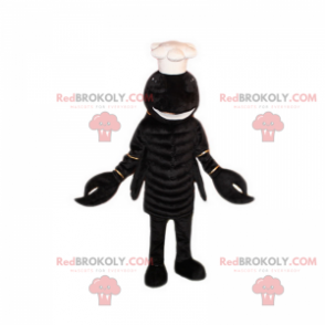 Schwarzes Hummermaskottchen mit Kochmütze - Redbrokoly.com