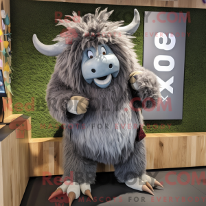 Grå Yak-maskotdraktfigur...