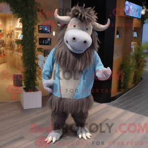 Grijze Yak mascottekostuum...