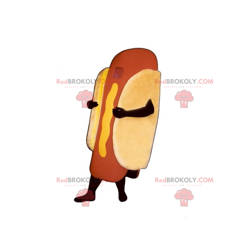 Mosterd hotdog mascotte - Redbrokoly.com