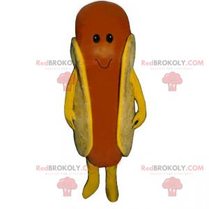 Hot Dog Maskotka Z Uśmiechniętą Twarz - Redbrokoly.com