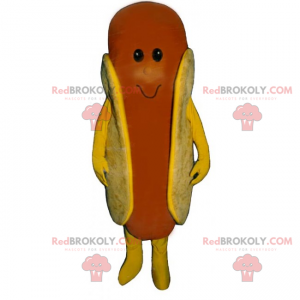 Mascotte de Hot Dog avec visage souriant - Redbrokoly.com