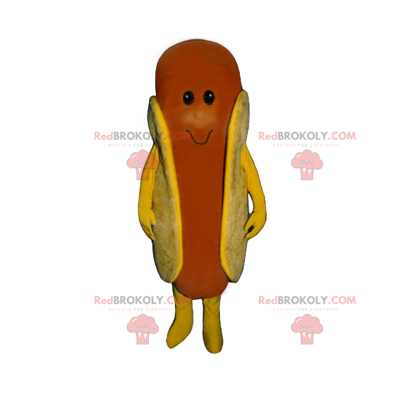 Mascote de cachorro-quente com cara sorridente - Redbrokoly.com