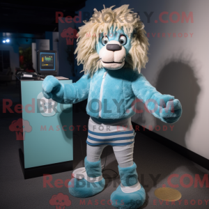 Cyan Tamer Lion maskot...