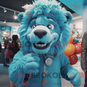 Cyan Tamer Lion maskot...