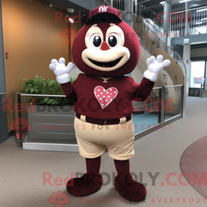 Maroon Heart maskot kostume...