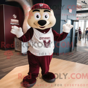 Maroon Heart mascot costume...