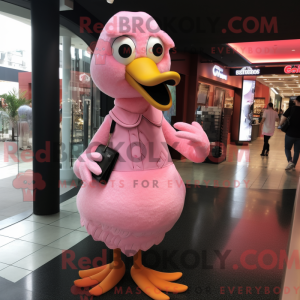 Rosa svanemaskotdraktfigur...