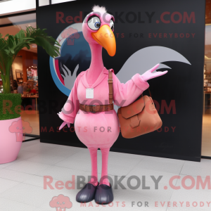 Rosa svanemaskotdraktfigur...
