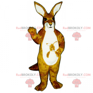 Kangaroo maskot med babyen sin - Redbrokoly.com