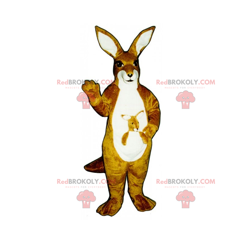 Mascotte de kangourou avec son bébé - Redbrokoly.com