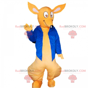 Kangaroo maskot med blå jakke - Redbrokoly.com