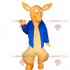 Mascotte de kangourou avec veste bleu - Redbrokoly.com