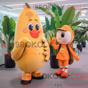 Oransje bamaskotdraktfigur...