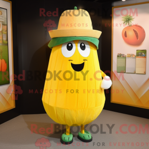 Gele meloen mascottekostuum...