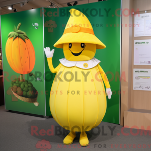 Gele meloen mascottekostuum...
