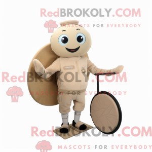 Beige Unicyclist maskot...
